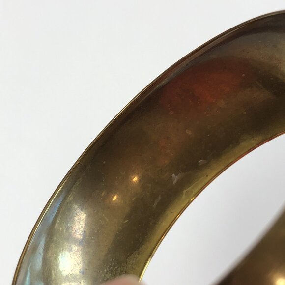 Brass Bangle Bracelet Etched Leaves & Flowers Natural Patina Unpolished IN - Picture 12 of 14